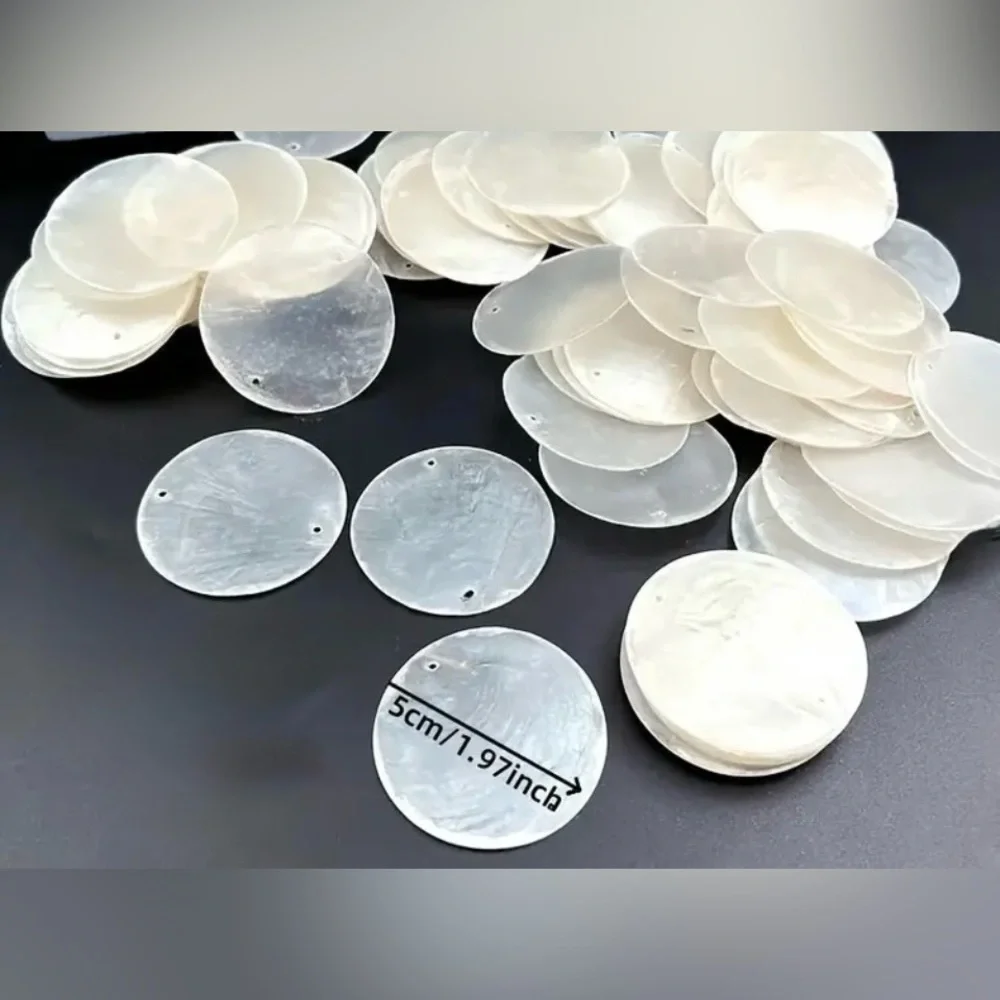 10 Pack 25mm Round Shell Charms Assorted Colors Sew On Paillettes Craft DIY